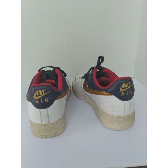 Nike Air Force 1 Low Top Sneakers White‎ Gold Navy Red Accent Shoes main image 7